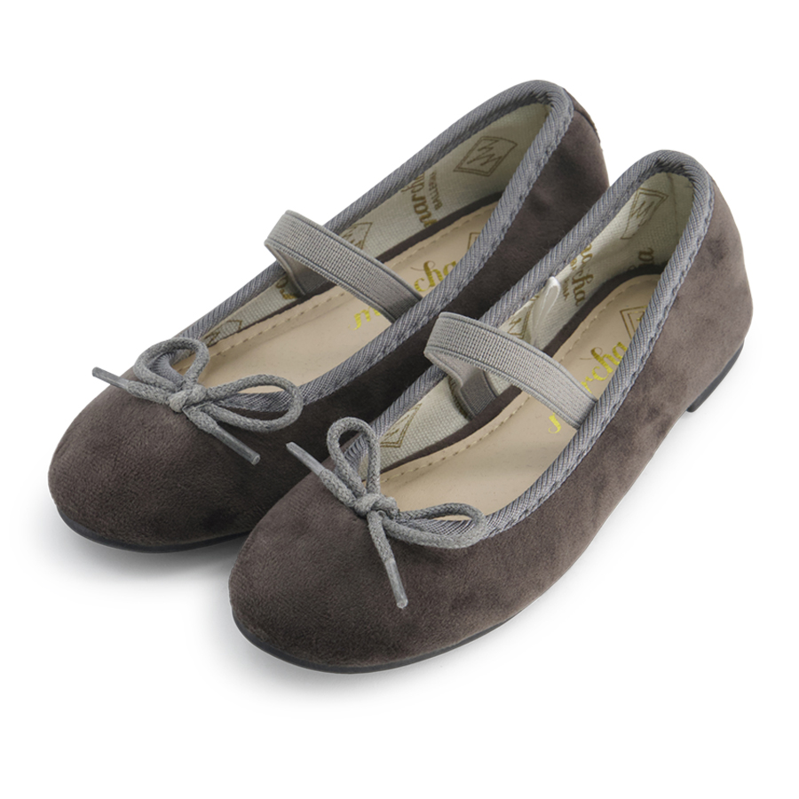 נעלי בובה נעלי בלרינה אפורות קטיפה לילדות Grey Olive 3 נעלי בובה נעלי בלרינה אפורות קטיפה לילדות Grey Olive